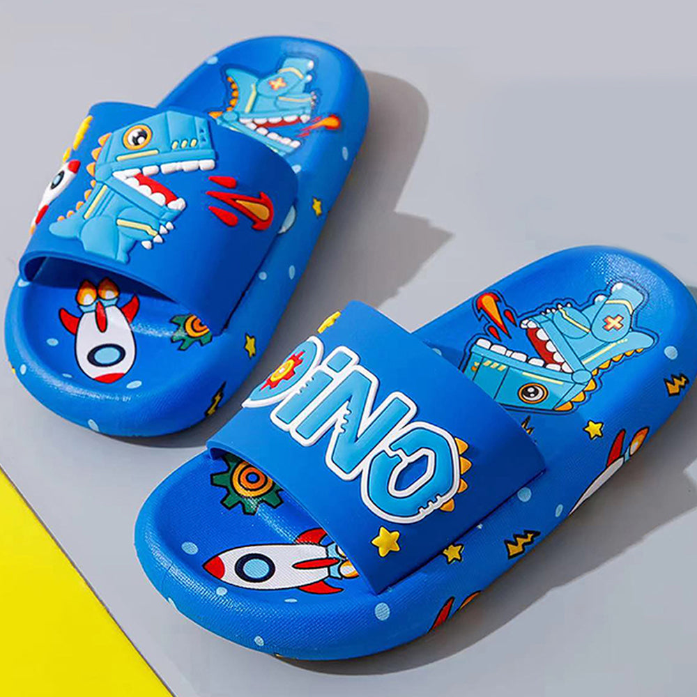 Little Surpise Box Cobalt Blue All Over Dino Theme Slip On Clogs, Summer/Monsoon All Season Footwear For Toddlers & Kids.