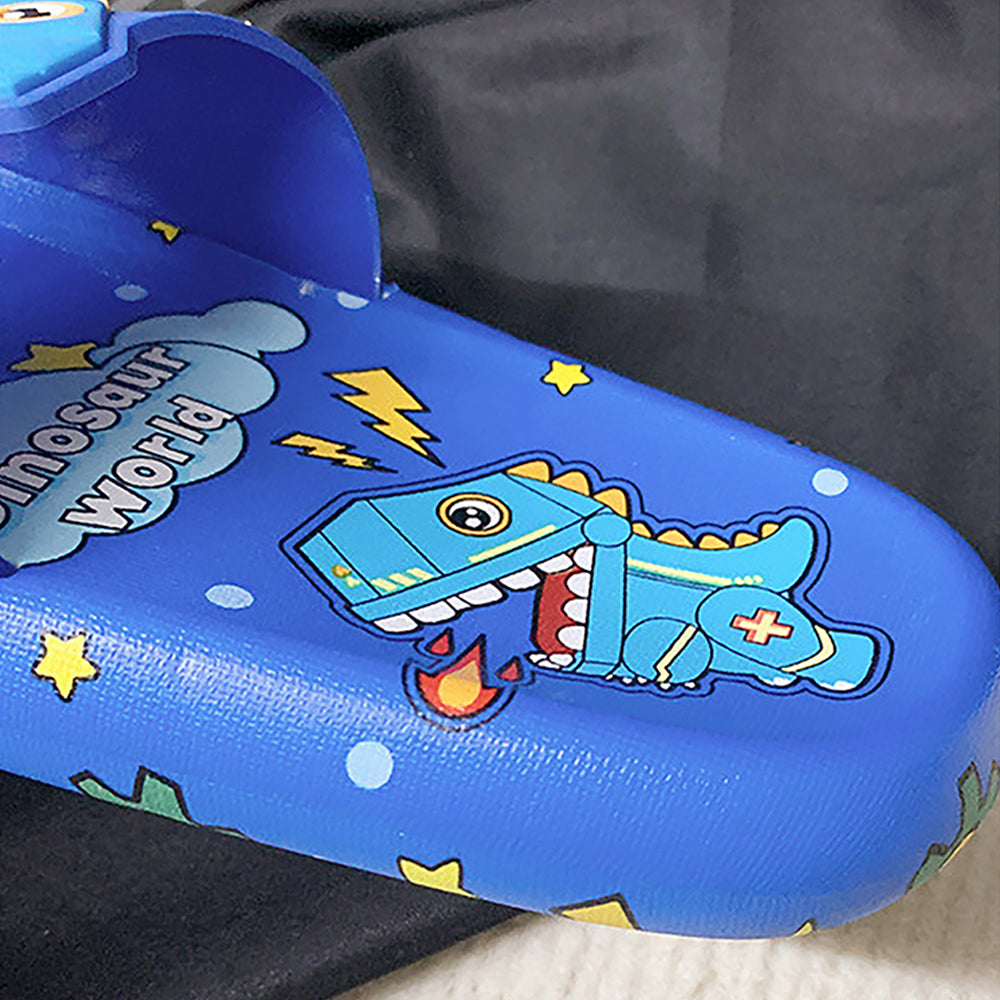 Little Surpise Box Cobalt Blue All Over Dino Theme Slip On Clogs, Summer/Monsoon All Season Footwear For Toddlers & Kids.