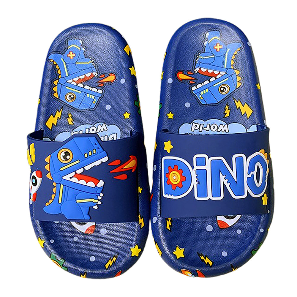 Little Surpise Box Dark Blue All Over Dino Theme Slip On Clogs, Summer/Monsoon All Season Footwear For Toddlers & Kids.