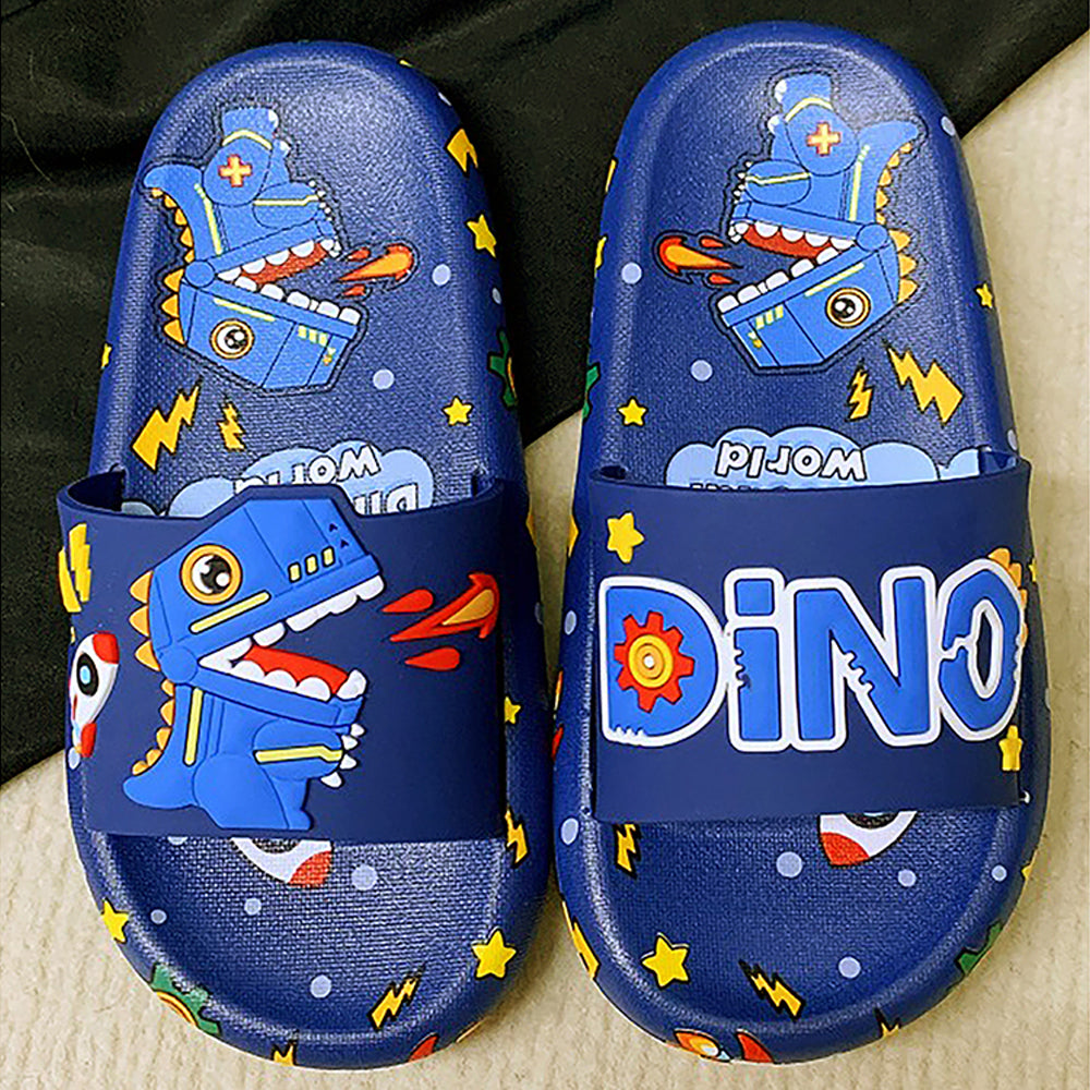 Little Surpise Box Dark Blue All Over Dino Theme Slip On Clogs, Summer/Monsoon All Season Footwear For Toddlers & Kids.