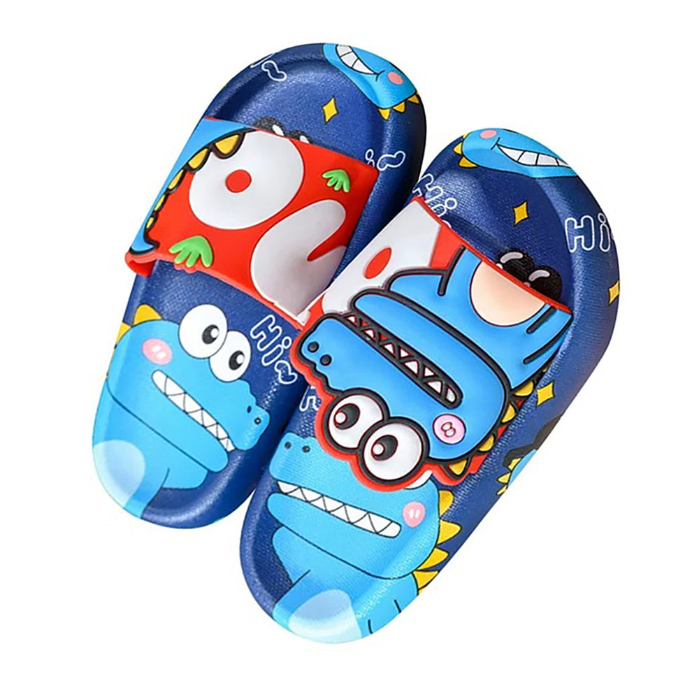 Little Surprise Box Dino Dark Blue & Red Slip On Clogs ,Summer/Monsoon/ Beach Footwear For Toddlers And Kids, Unisex.