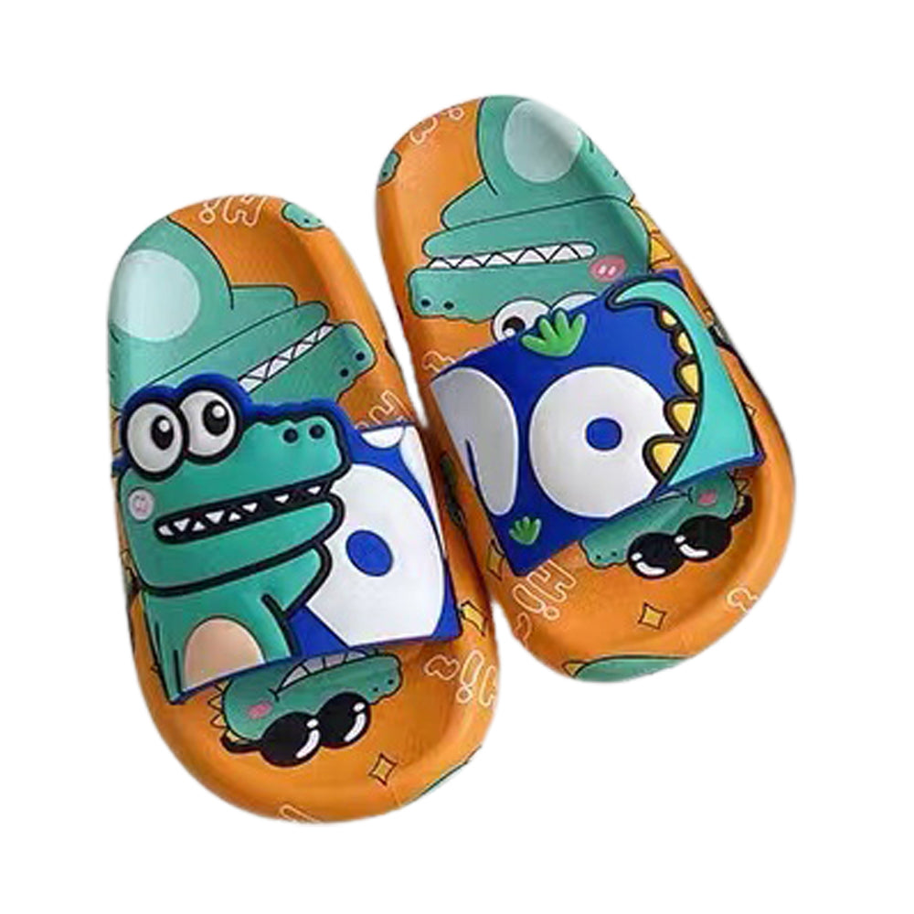 Little Surprise Box Dino Mint Green & Orange Slip On Clogs ,Summer/Monsoon/ Beach Footwear For Toddlers And Kids, Unisex.