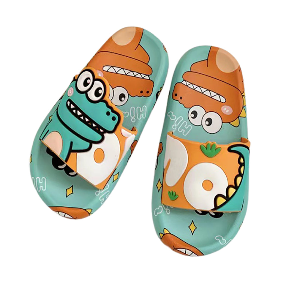 Little Surprise Box Dino Mint Green & Orange Slip On Clogs ,Summer/Monsoon/ Beach Footwear For Toddlers And Kids, Unisex.