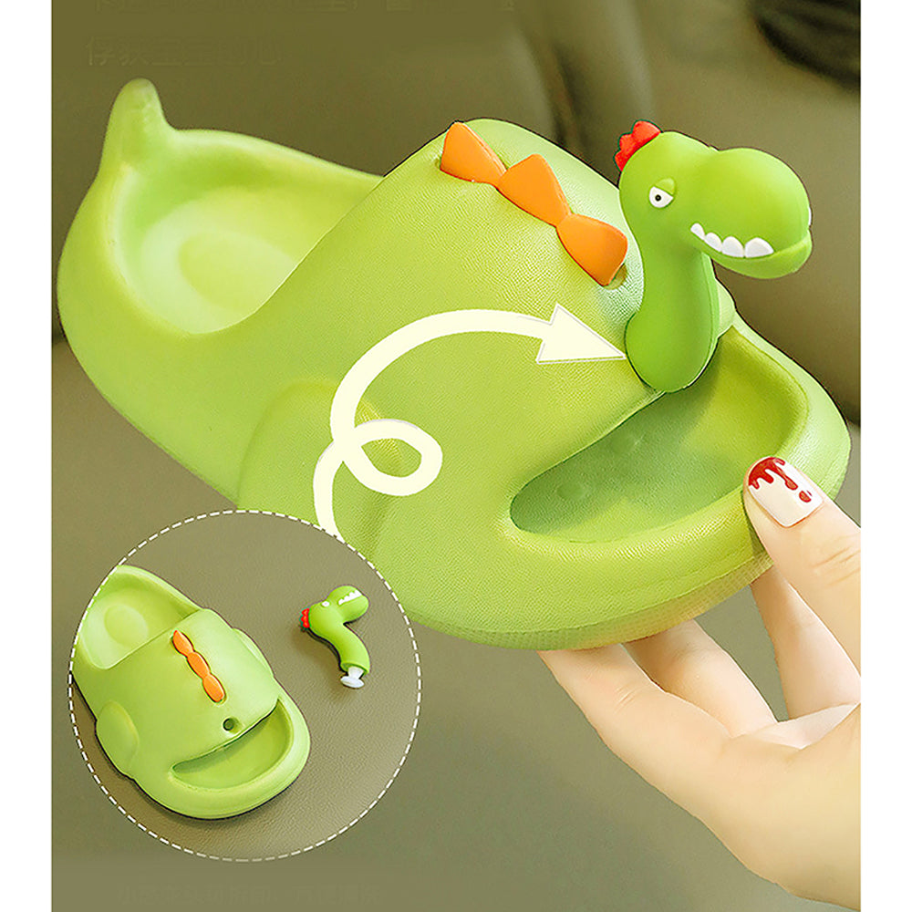 Little Surpise Box Fluoroscent 3D Long Neck Dino Slip On Clogs, Summer/Monsoon All Season Footwear For Toddlers & Kids.