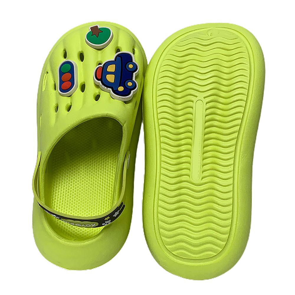 Little Surpise Box Green Car Theme Slip On Clogs, Summer/Monsoon All Season Footwear For Toddlers & Kids