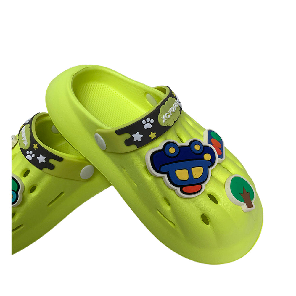 Little Surpise Box Green Car Theme Slip On Clogs, Summer/Monsoon All Season Footwear For Toddlers & Kids