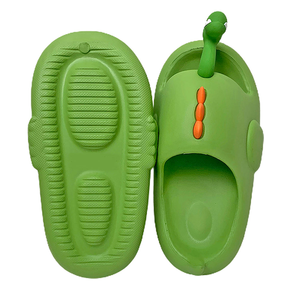 Little Surpise Box Olive 3D Long Neck Dino Slip On Clogs, Summer/Monsoon All Season Footwear For Toddlers & Kids