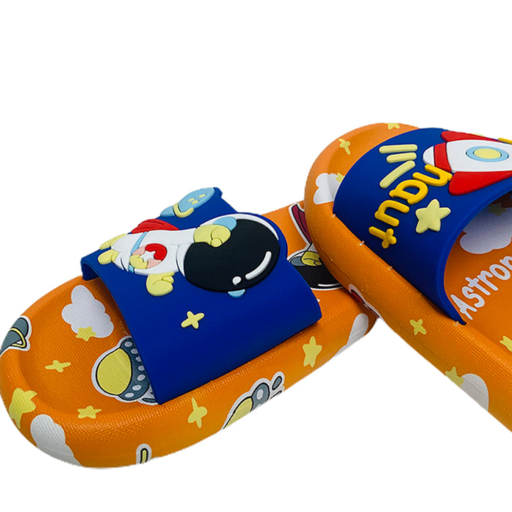 Little Surpise Box Orange All Over Space Theme Slip On Clogs, Summer/Monsoon All Season Footwear For Toddlers & Kids.