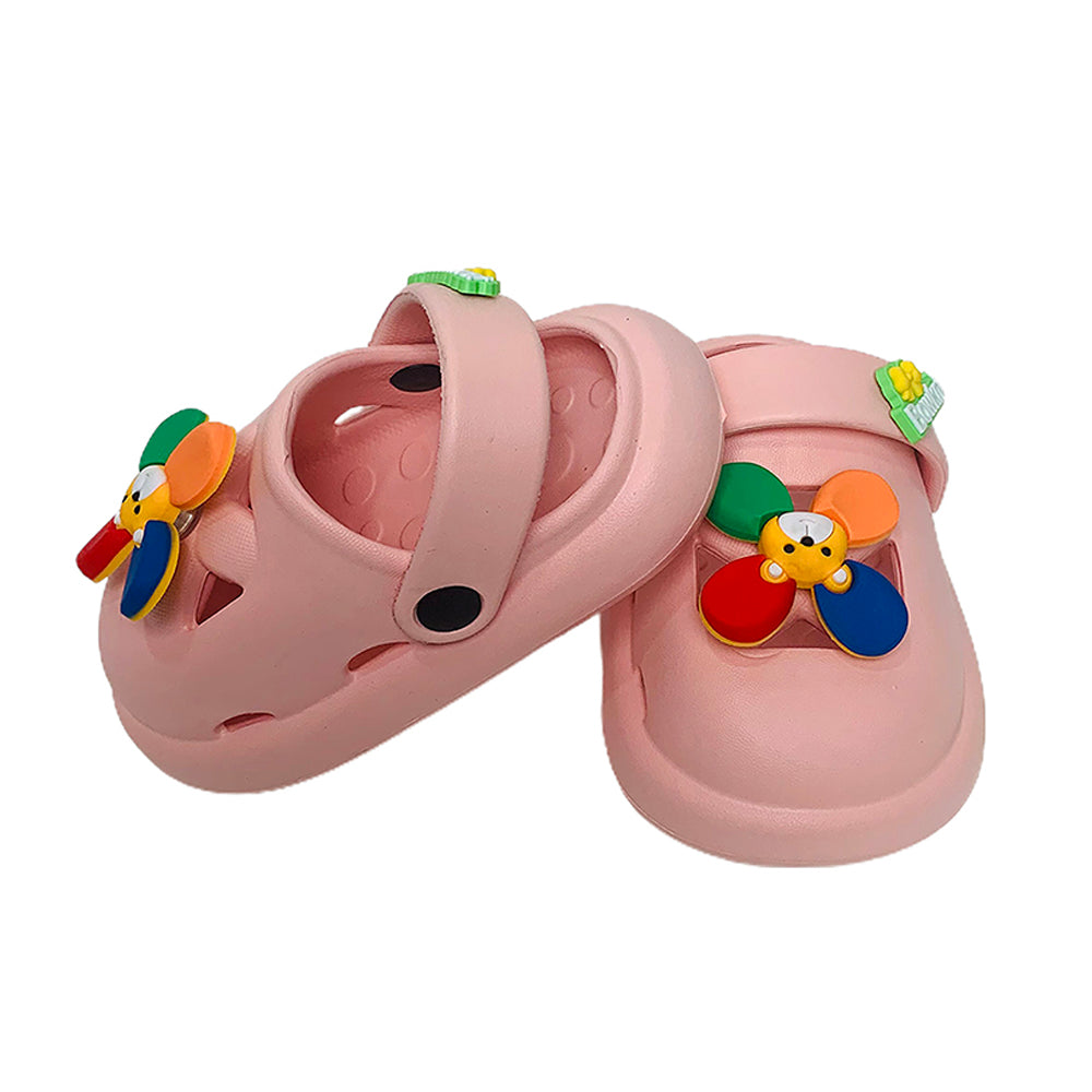 Little Surpise Box Pink Pinwheel Slip On Clogs, Summer/Monsoon All Season Footwear For Toddlers & Kids