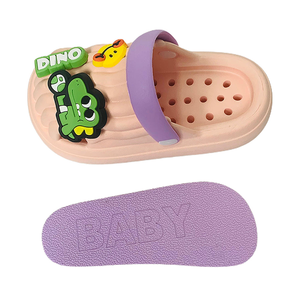 Little Surpise Box Pink Smilie Dino Slip On Clogs, Summer/Monsoon All Season Footwear For Toddlers & Kids.