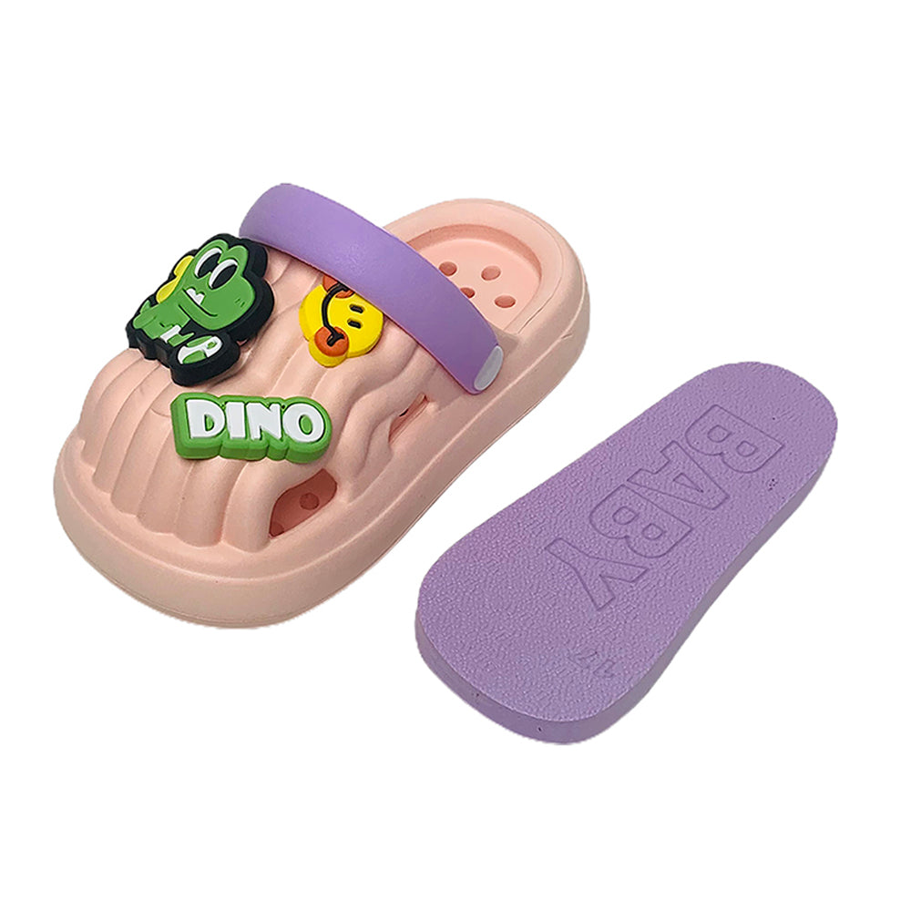 Little Surpise Box Pink Smilie Dino Slip On Clogs, Summer/Monsoon All Season Footwear For Toddlers & Kids.