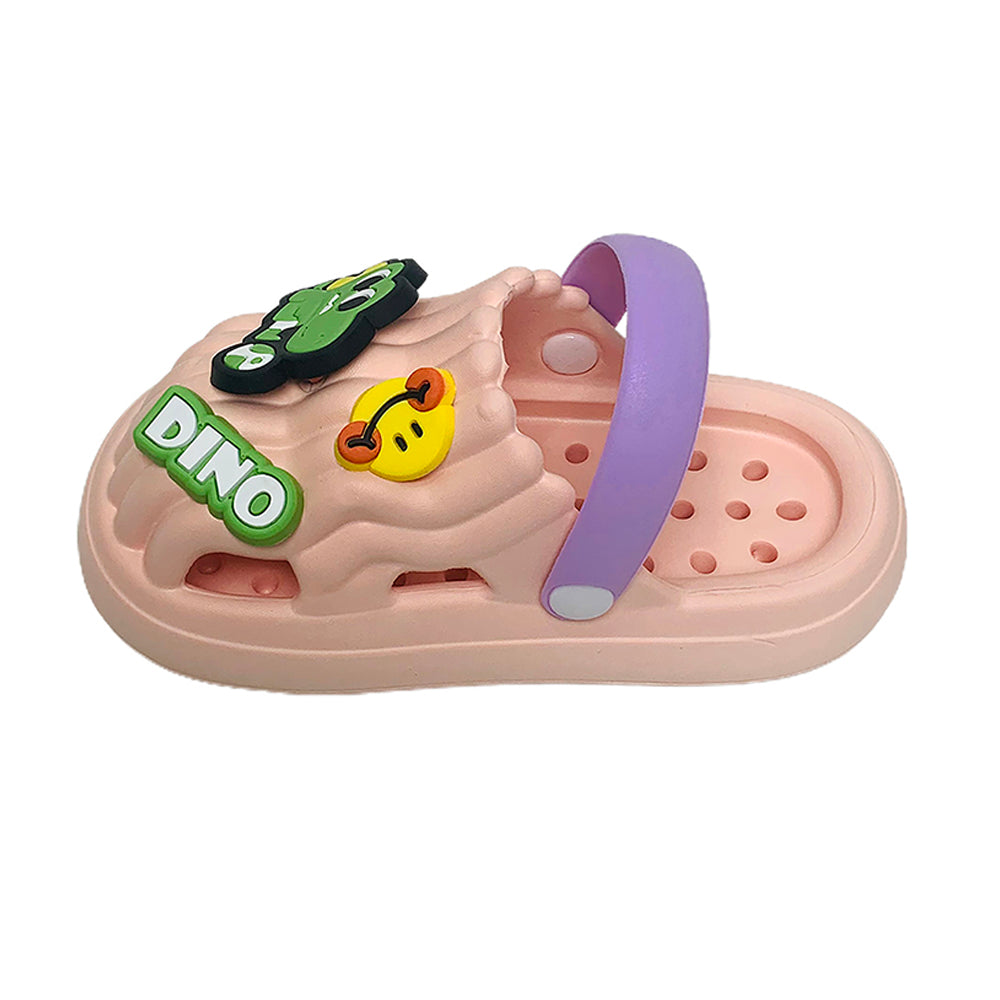 Little Surpise Box Pink Smilie Dino Slip On Clogs, Summer/Monsoon All Season Footwear For Toddlers & Kids.