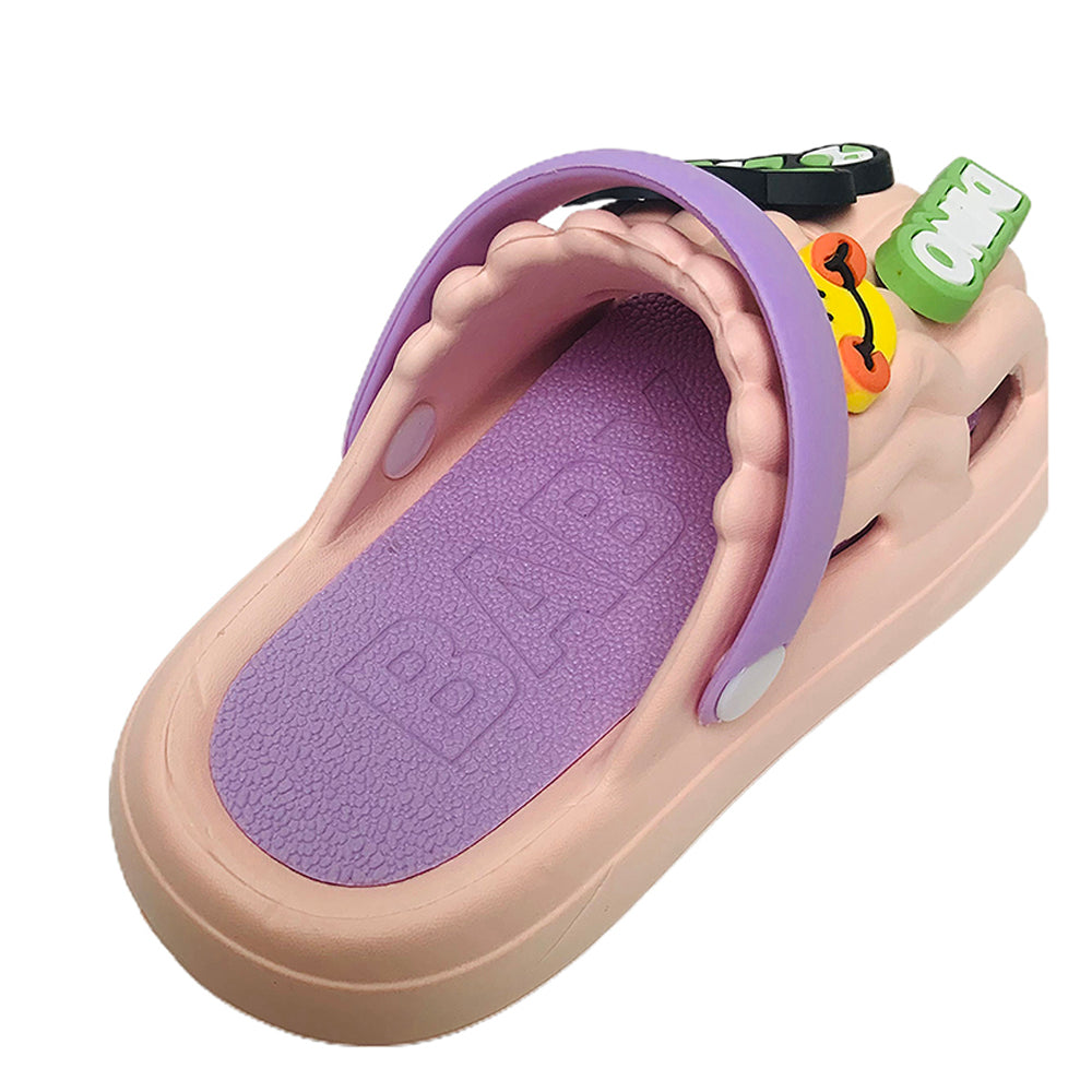 Little Surpise Box Pink Smilie Dino Slip On Clogs, Summer/Monsoon All Season Footwear For Toddlers & Kids.