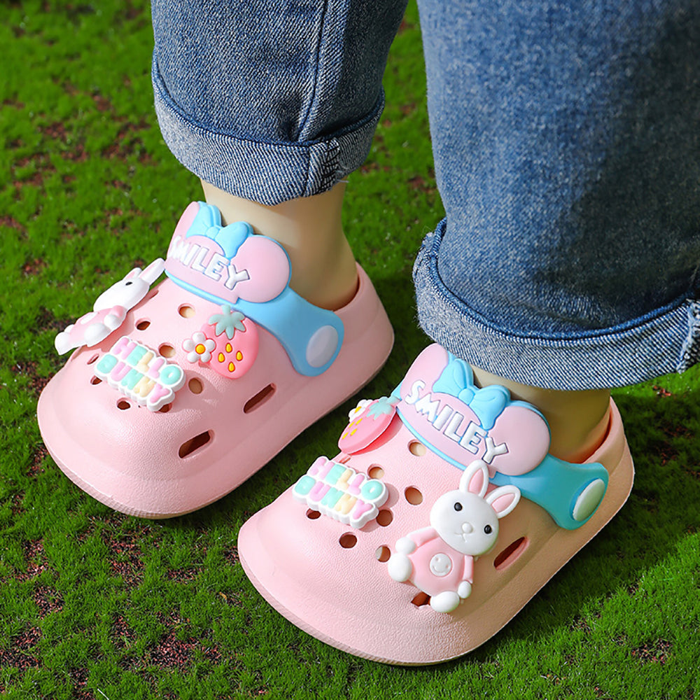 Little Surprise Box Pink & Blue Bunny Rabbit, Slip On Clogs ,Summer/Monsoon/ Beach Footwear For Toddlers And Kids, Unisex.