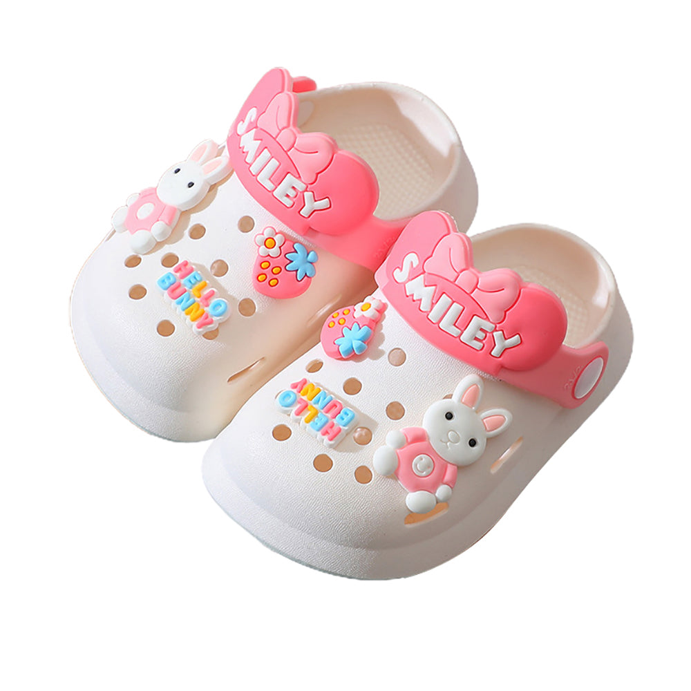 Little Surprise Box White Bunny Rabbit, Slip On Clogs ,Summer/Monsoon/ Beach Footwear For Toddlers And Kids, Unisex.