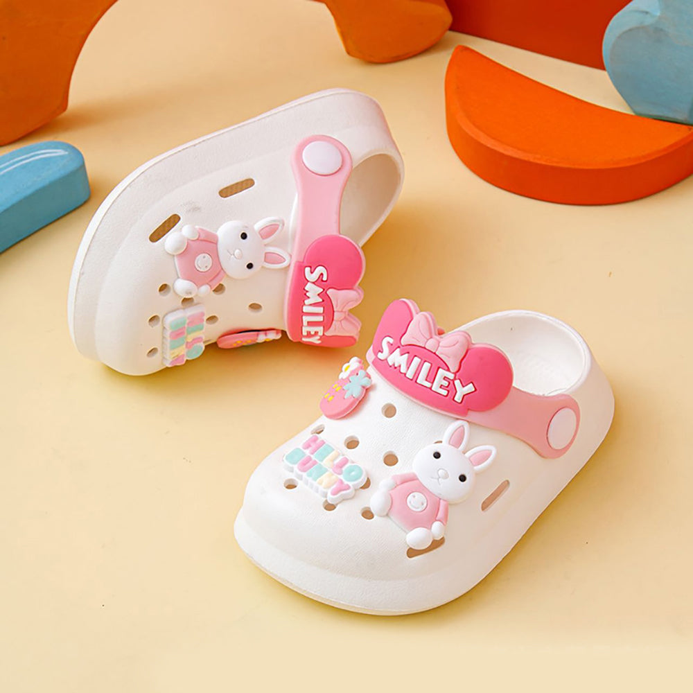 Little Surprise Box White Bunny Rabbit, Slip On Clogs ,Summer/Monsoon/ Beach Footwear For Toddlers And Kids, Unisex.