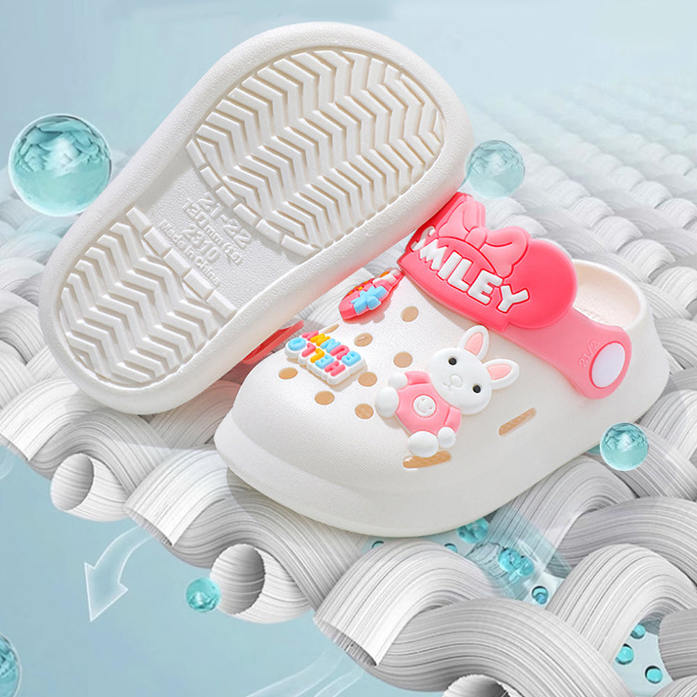 Little Surprise Box White Bunny Rabbit, Slip On Clogs ,Summer/Monsoon/ Beach Footwear For Toddlers And Kids, Unisex.