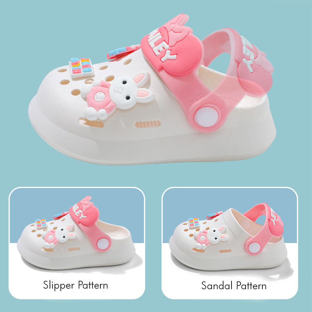 Little Surprise Box White Bunny Rabbit, Slip On Clogs ,Summer/Monsoon/ Beach Footwear For Toddlers And Kids, Unisex.