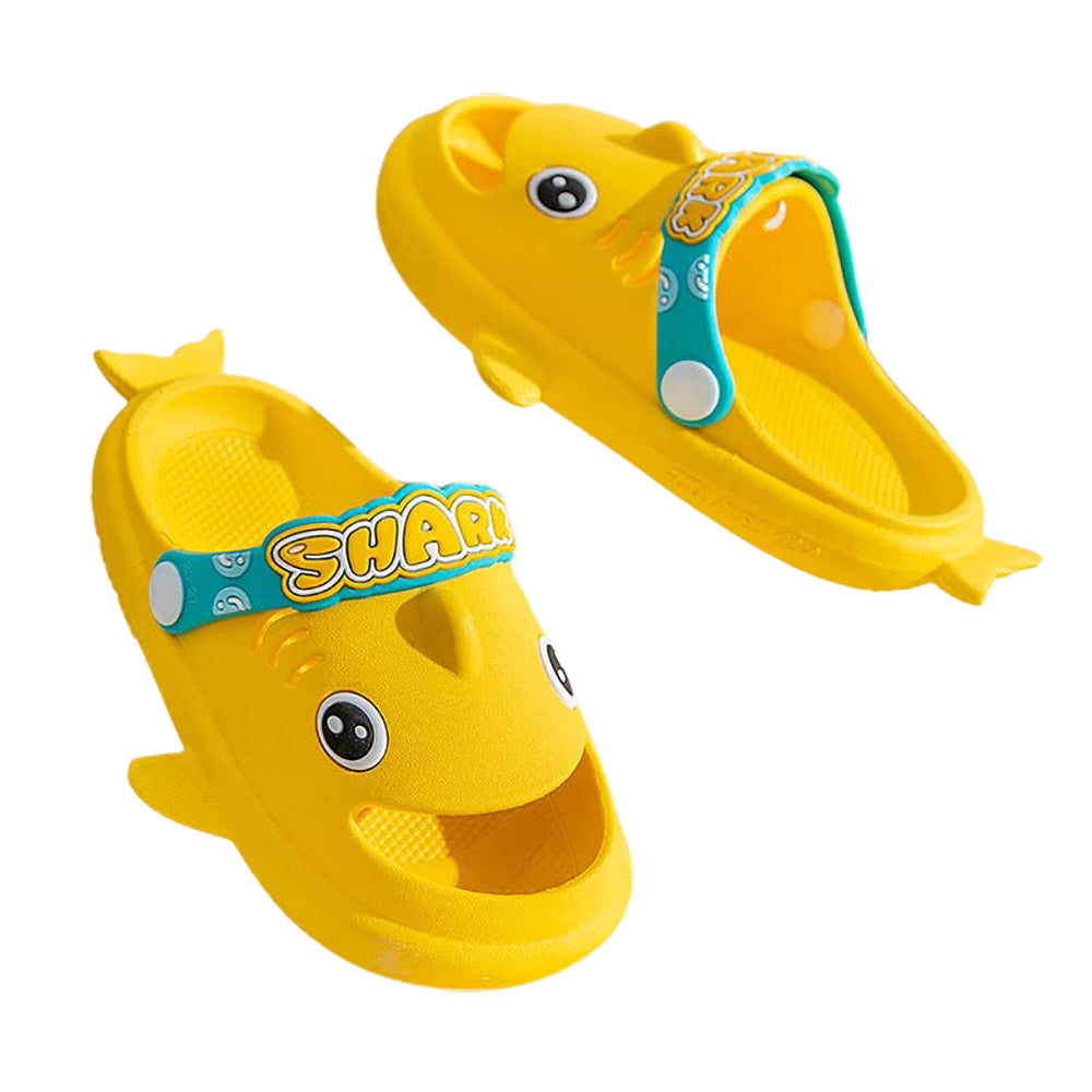 Little Surprise Box Yellow Shark Slip On Clogs ,Summer/Monsoon/ Beach Footwear For Toddlers And Kids, Unisex.