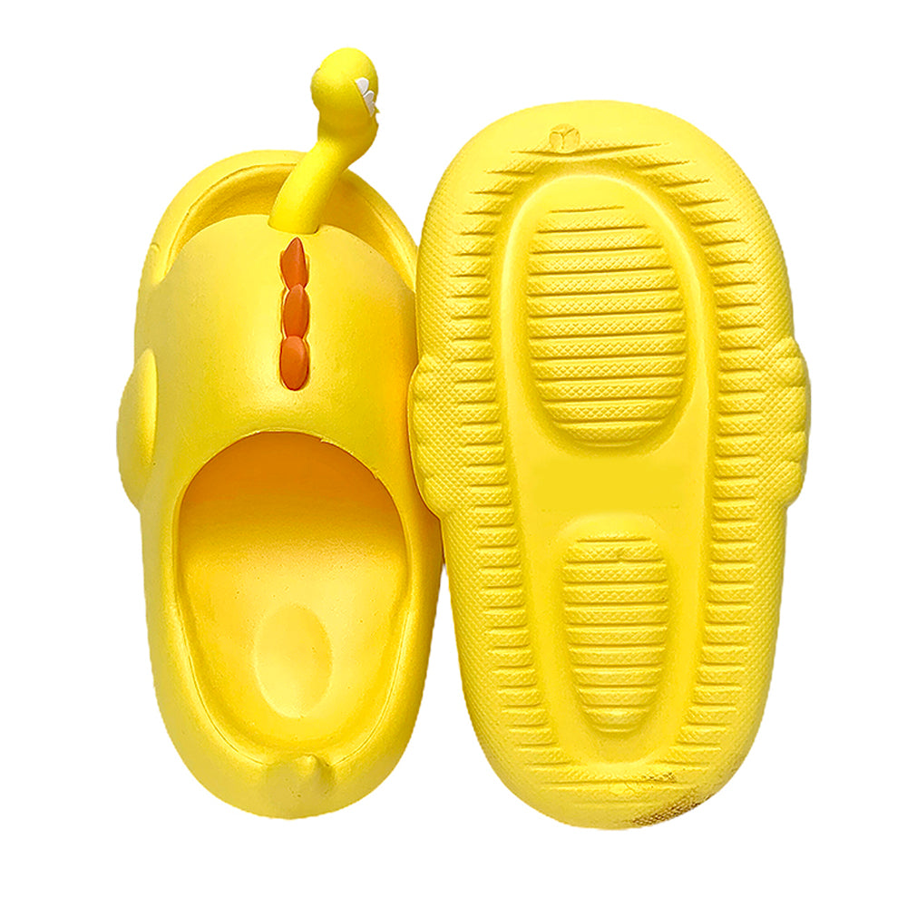 Little Surpise Box Yellow 3D Long Neck   Dino Slip On Clogs, Summer/Monsoon All Season Footwear For Toddlers & Kids