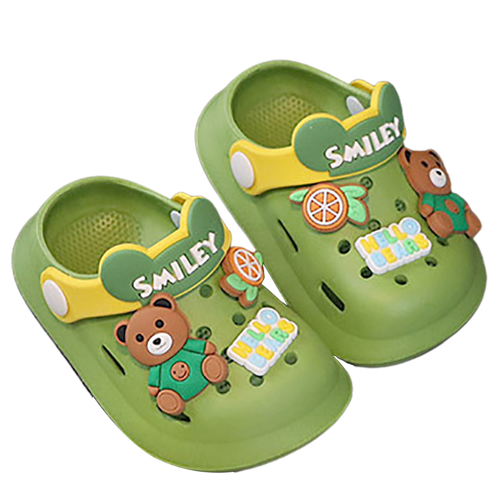 Little Surprise Box Green & Yellow Bear, Slip On  Clogs ,Summer/Monsoon/ Beach Footwear For Toddlers And Kids, Unisex.