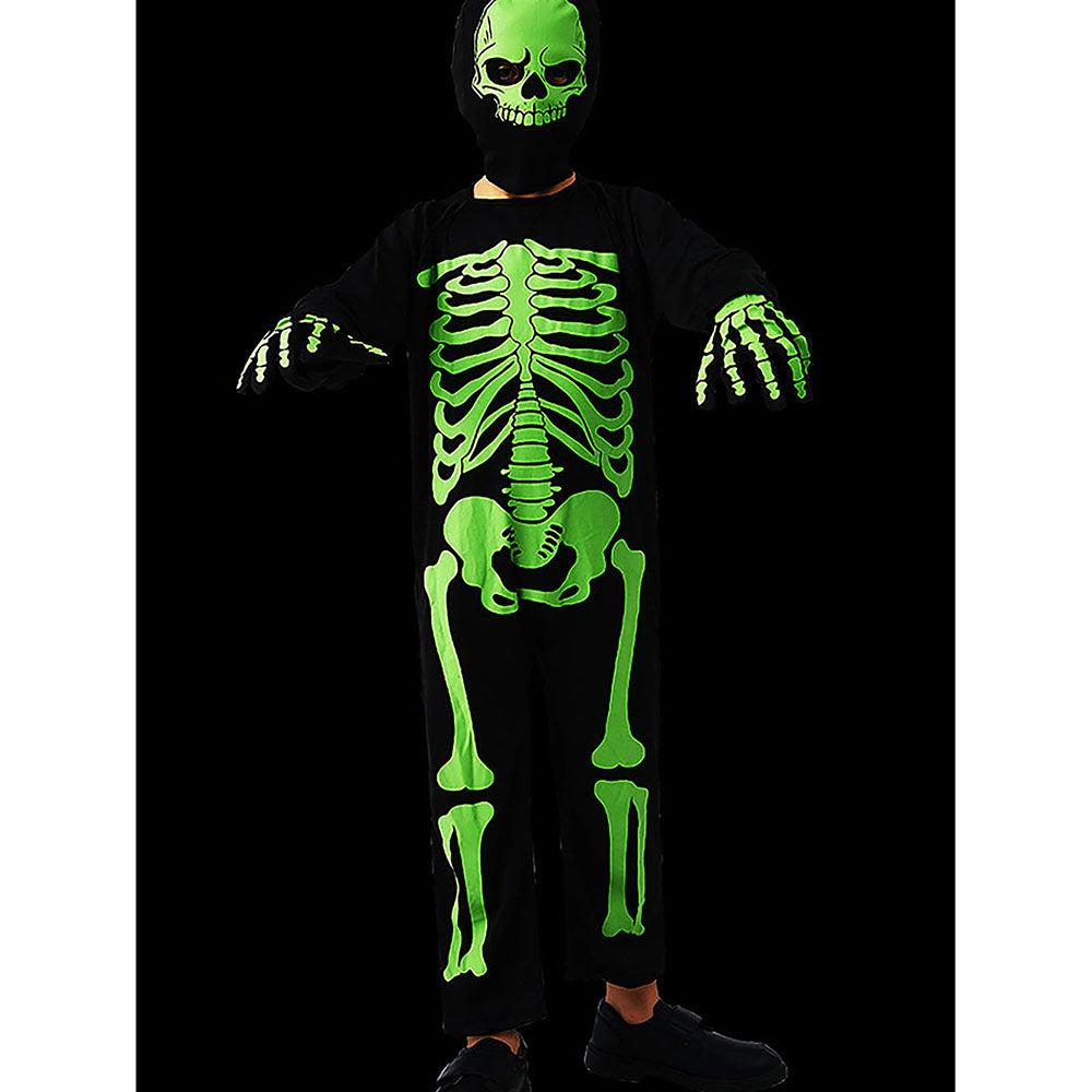 Little Surprise Box Black Green Luminious Skeleton Kids Halloween Costume Dress Up