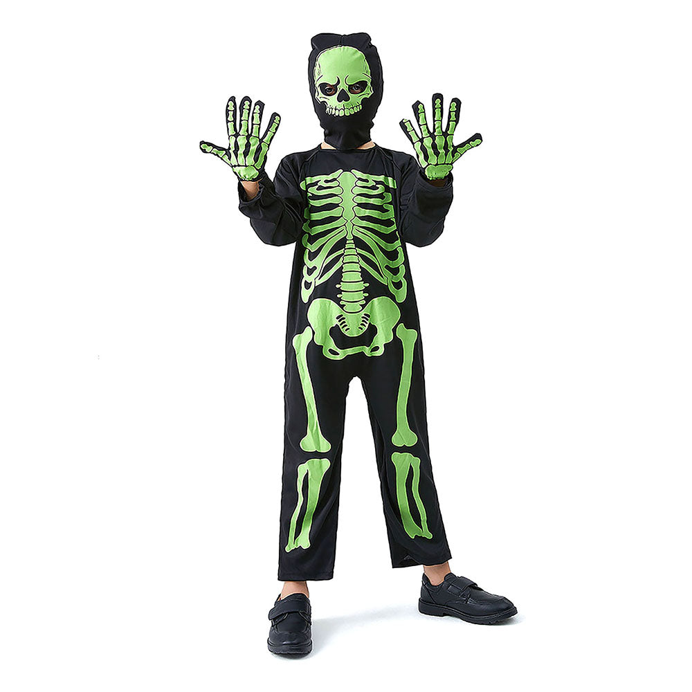 Little Surprise Box Black Green Luminious Skeleton Kids Halloween Costume Dress Up