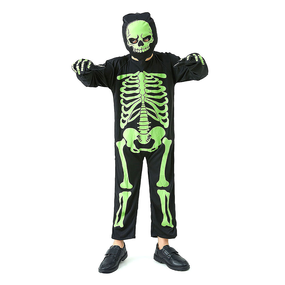 Little Surprise Box Black Green Luminious Skeleton Kids Halloween Costume Dress Up