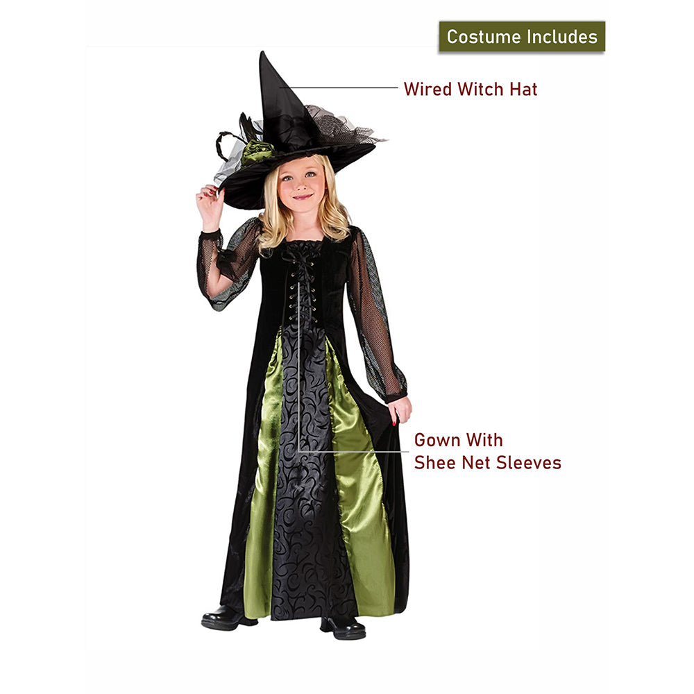 Little Surprise Box,  Black and Green Witch , Kids Halloween Costume Fancy Dress Up