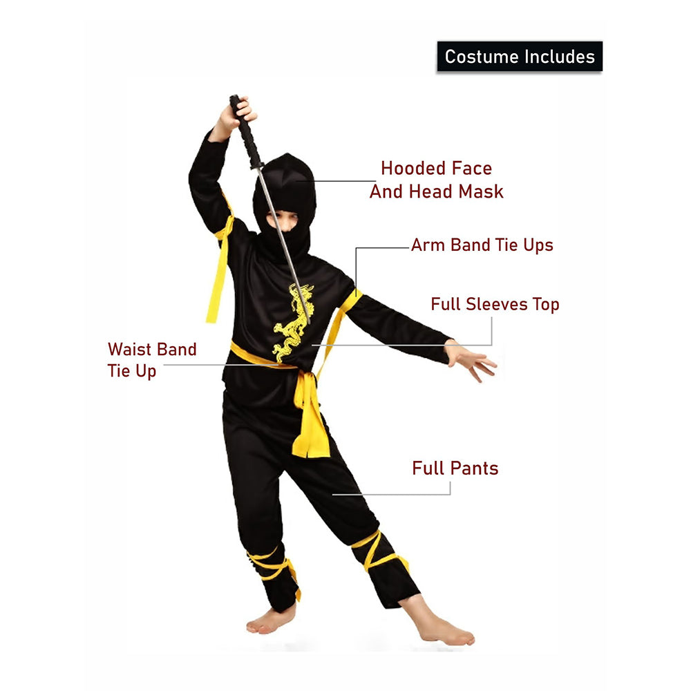 Little Surprise Box, The Black & Yellow Dragon Ninja, Kids Halloween Costume Fancy Dress Up