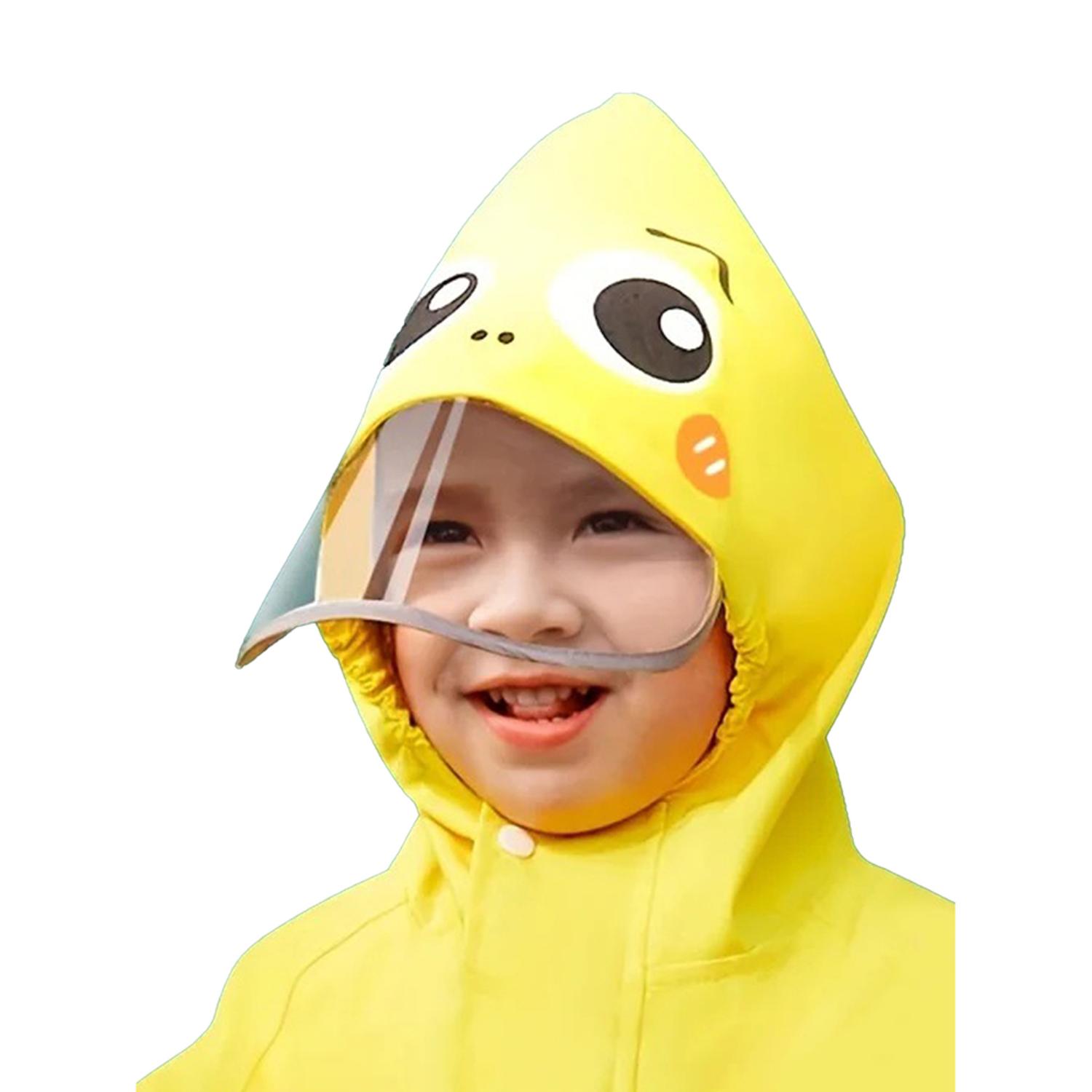 Little Surprise Box Yellow Parachute Dino theme full Jumpsuit Style Raincoat for Toddlers and Kids