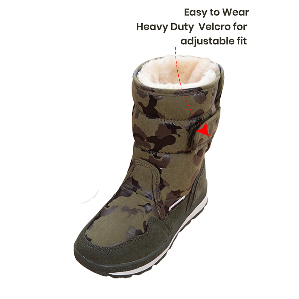 Little Surprise Box, Army Green Waterproof Winter Snow Boots for Kids For Minus Degree Temperature