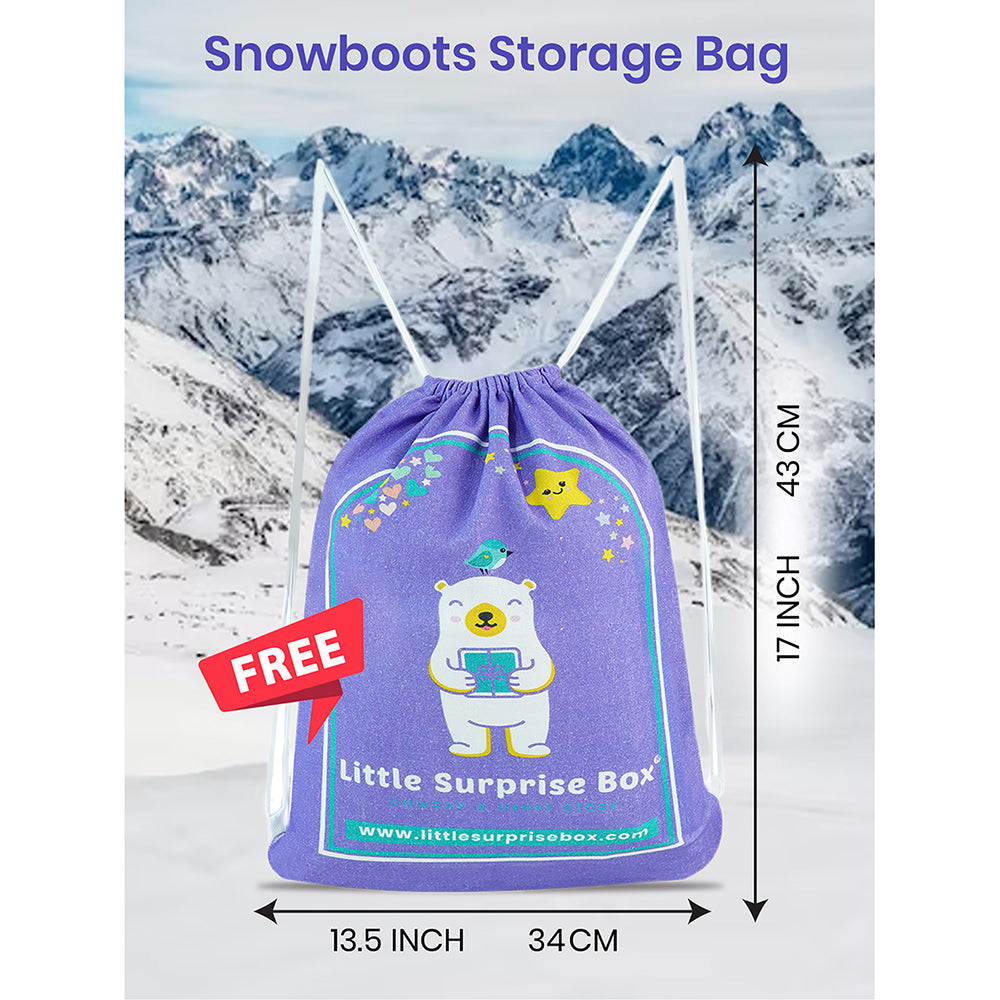 Little Surprise Box, Blue Snowflake Waterproof Winter Snow Boots For Kids For Minus Degree Temperature