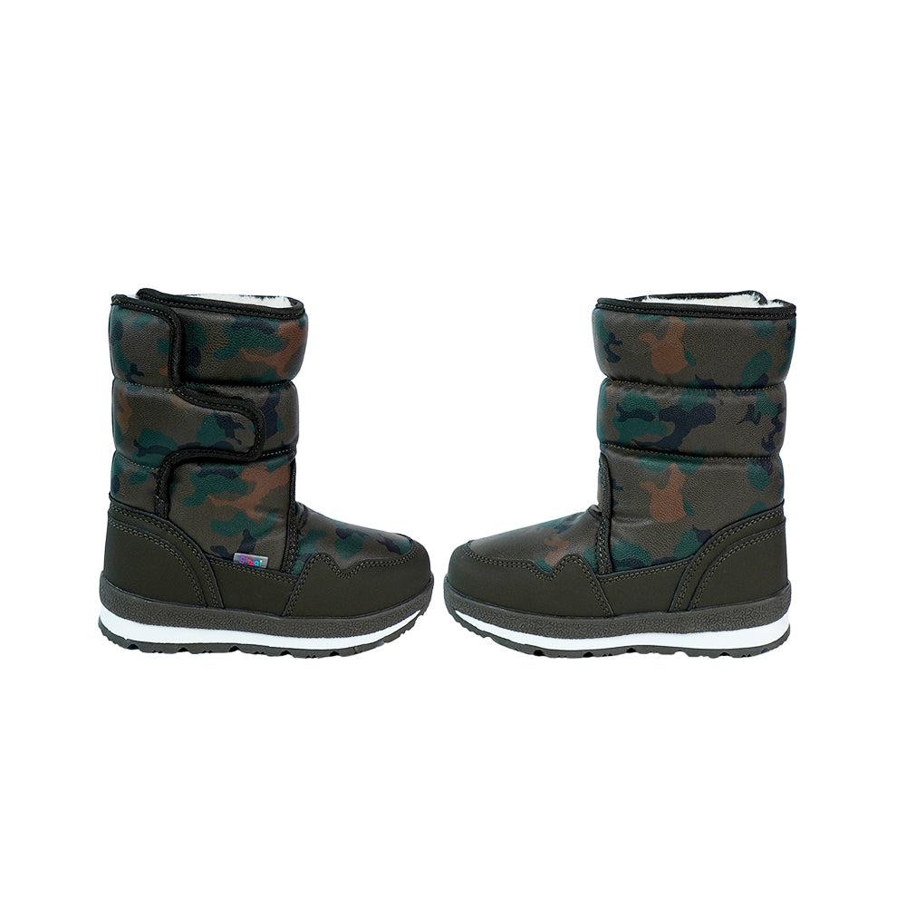 Little Surprise Box, Brown Camoflouge Waterproof Winter Snow Boots For Kids For Minus Degree Temperature