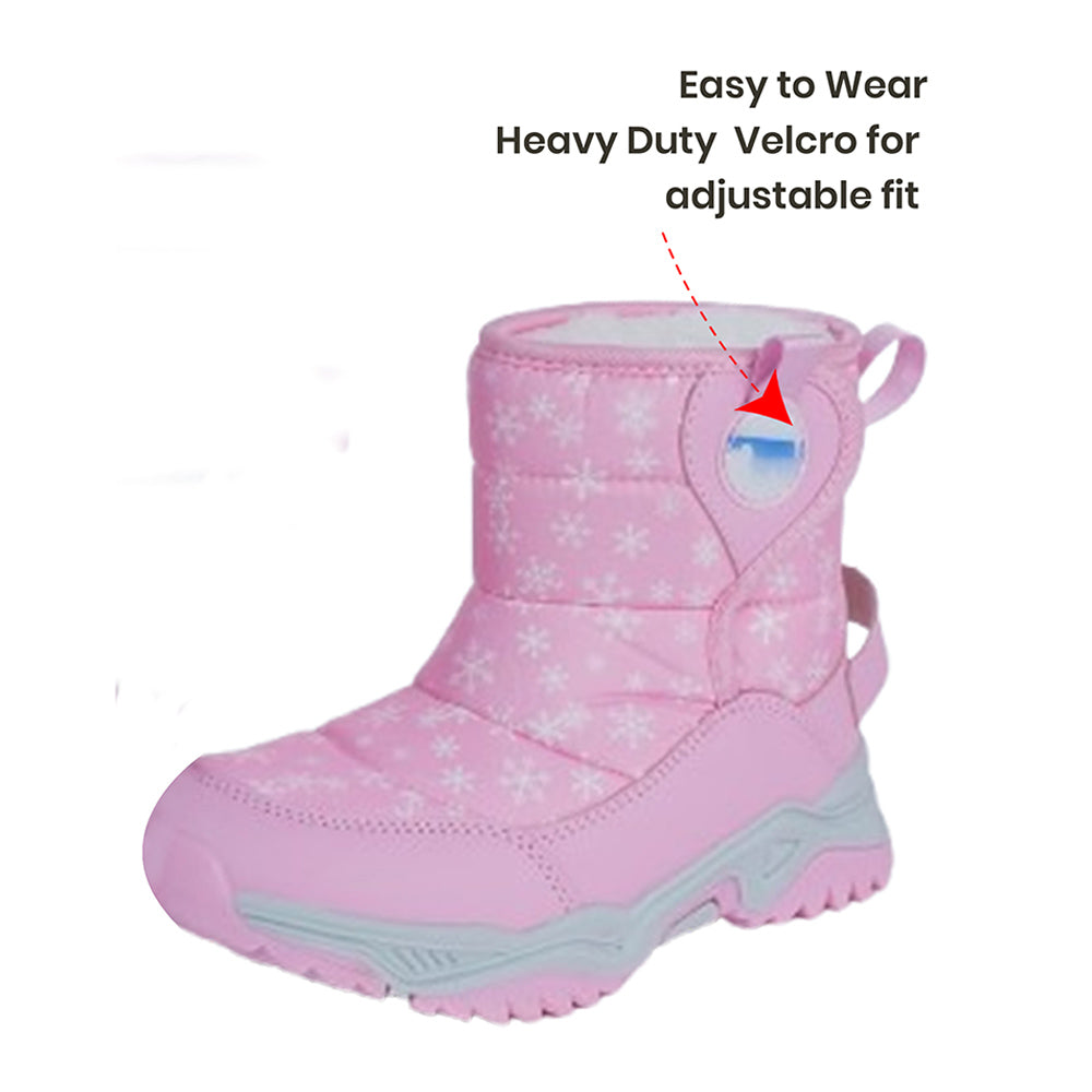 Little Surprise Box, Pink Snowflake Waterproof Winter Snow Boots for Kids for Minus Degree Temperature