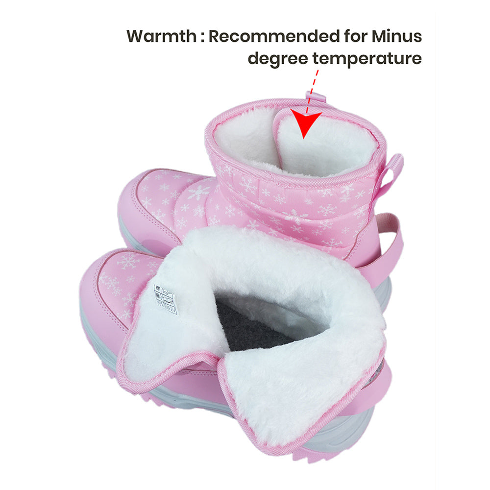 Little Surprise Box, Pink Snowflake Waterproof Winter Snow Boots for Kids for Minus Degree Temperature