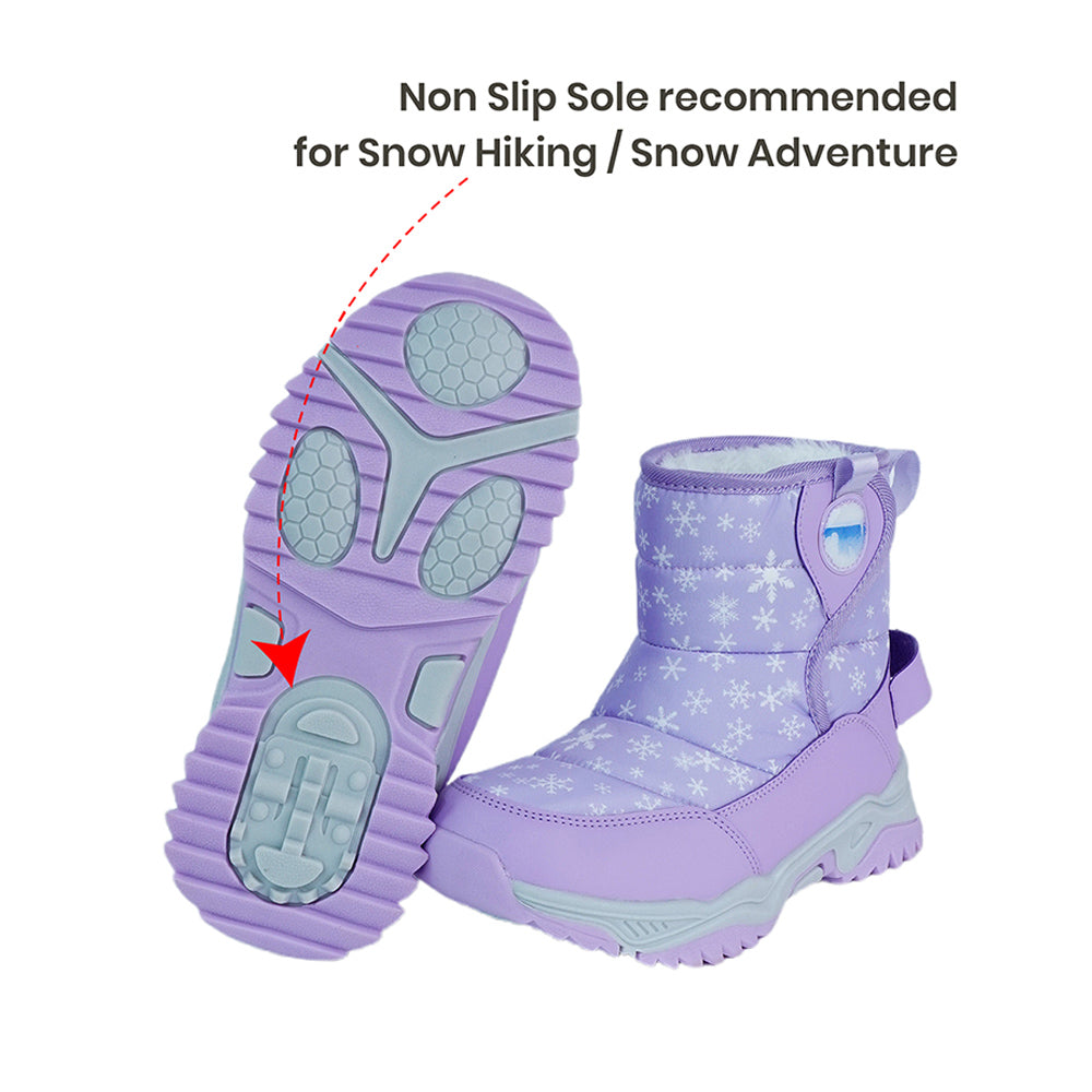 Little Surprise Box, Purple Snowflake Waterproof Winter Snow Boots for Kids for Minus Degree Temperature