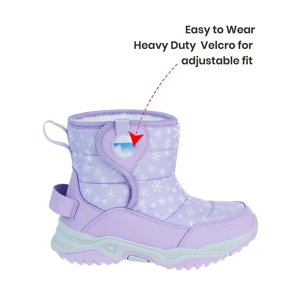 Little Surprise Box, Purple Snowflake Waterproof Winter Snow Boots for Kids for Minus Degree Temperature