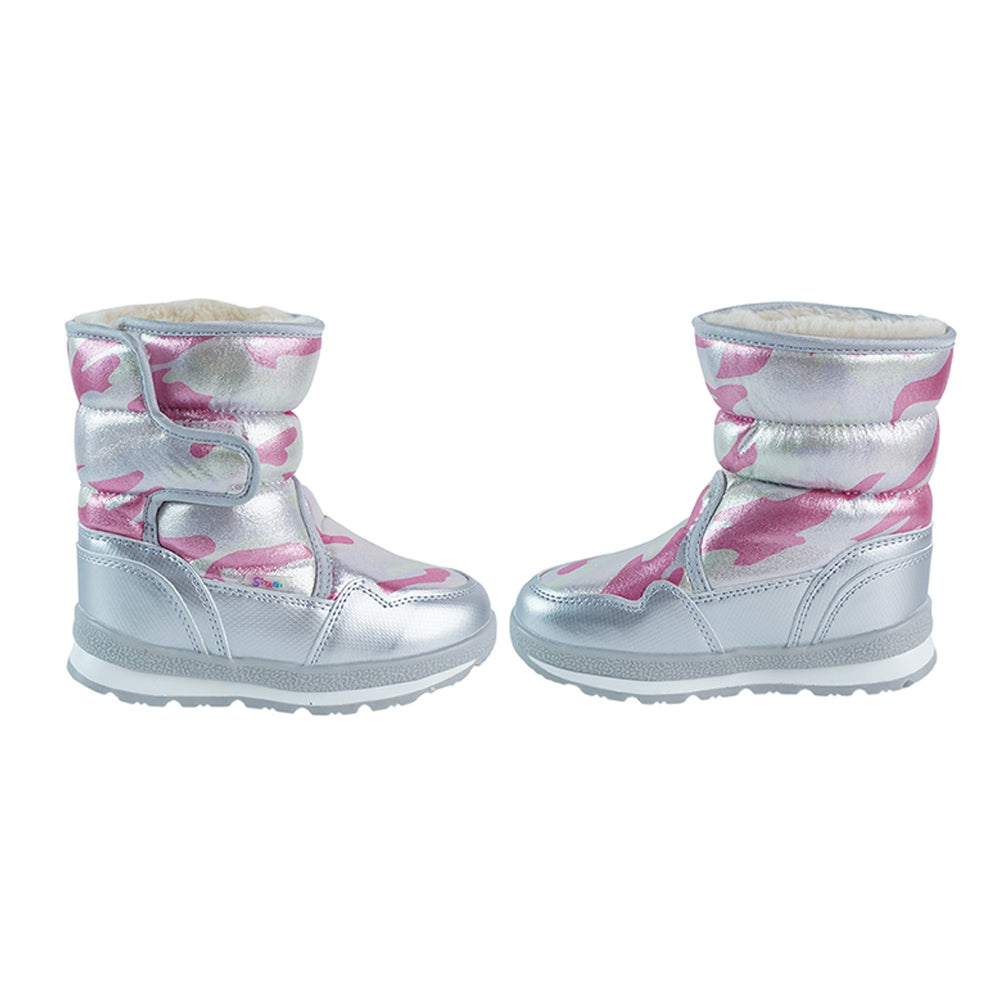 Little Surprise Box, Silver & Fuchsia Pink Waterproof Winter Snow Boots for Kids for minus temperature