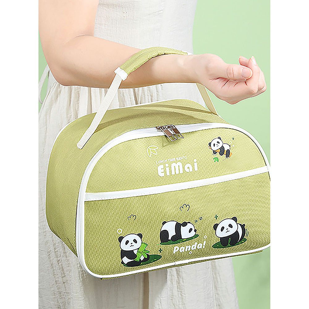 Little Surprise Box 2D Panda Big Size Size Stainless Steel Lunch Box /Tiffin with Insulated Matching Lunch Bag, stainless steel spoon and chopsticks for Kids & Adults, 1500ml