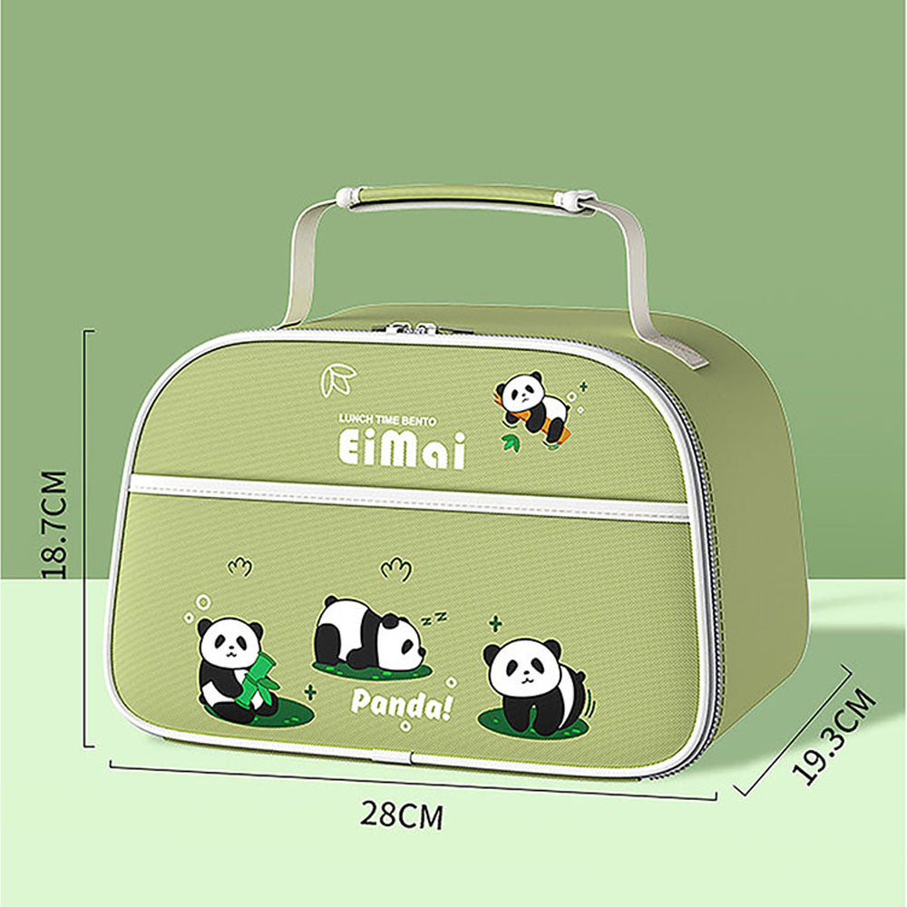 Little Surprise Box 2D Panda Big Size Size Stainless Steel Lunch Box /Tiffin with Insulated Matching Lunch Bag, stainless steel spoon and chopsticks for Kids & Adults, 1500ml