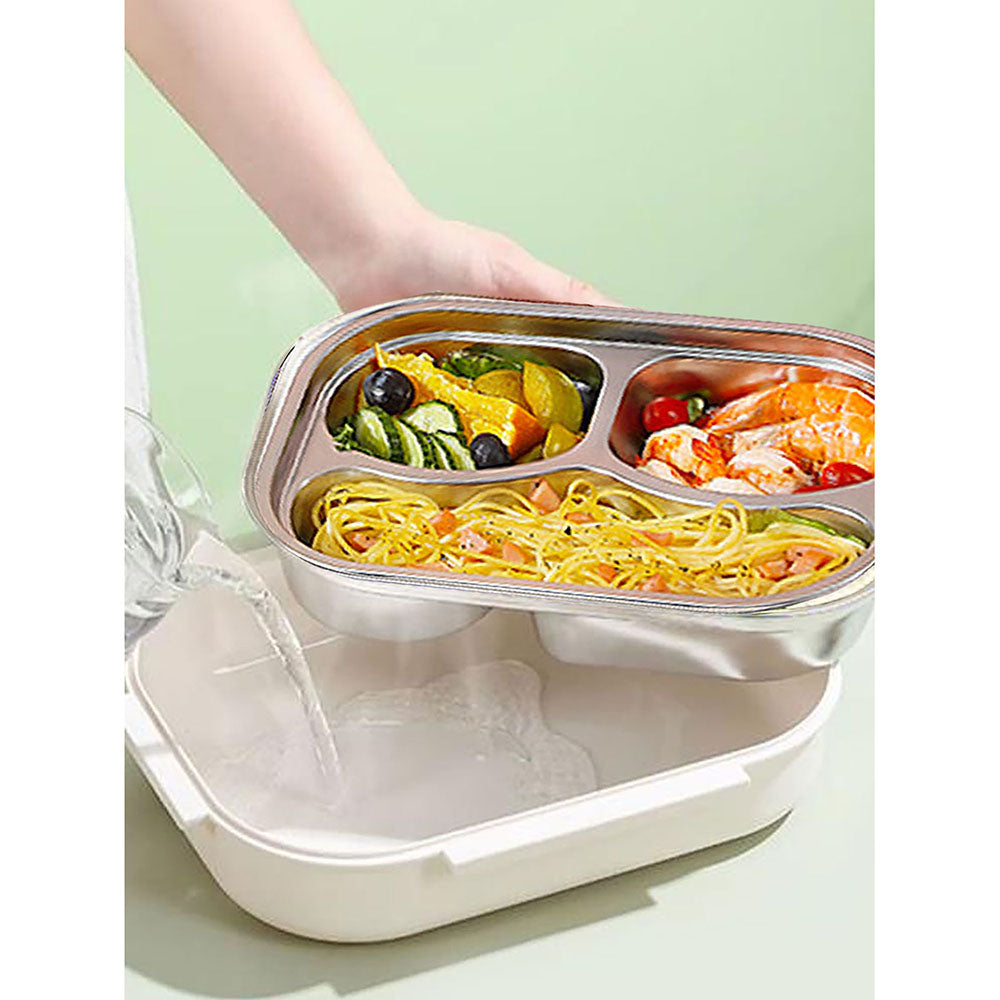 Little Surprise Box 2D Panda Medium Size Size Stainless Steel Lunch Box /Tiffin with Insulated Matching Lunch Bag, stainless steel spoon and chopsticks for Kids & Adults, 1000 ml