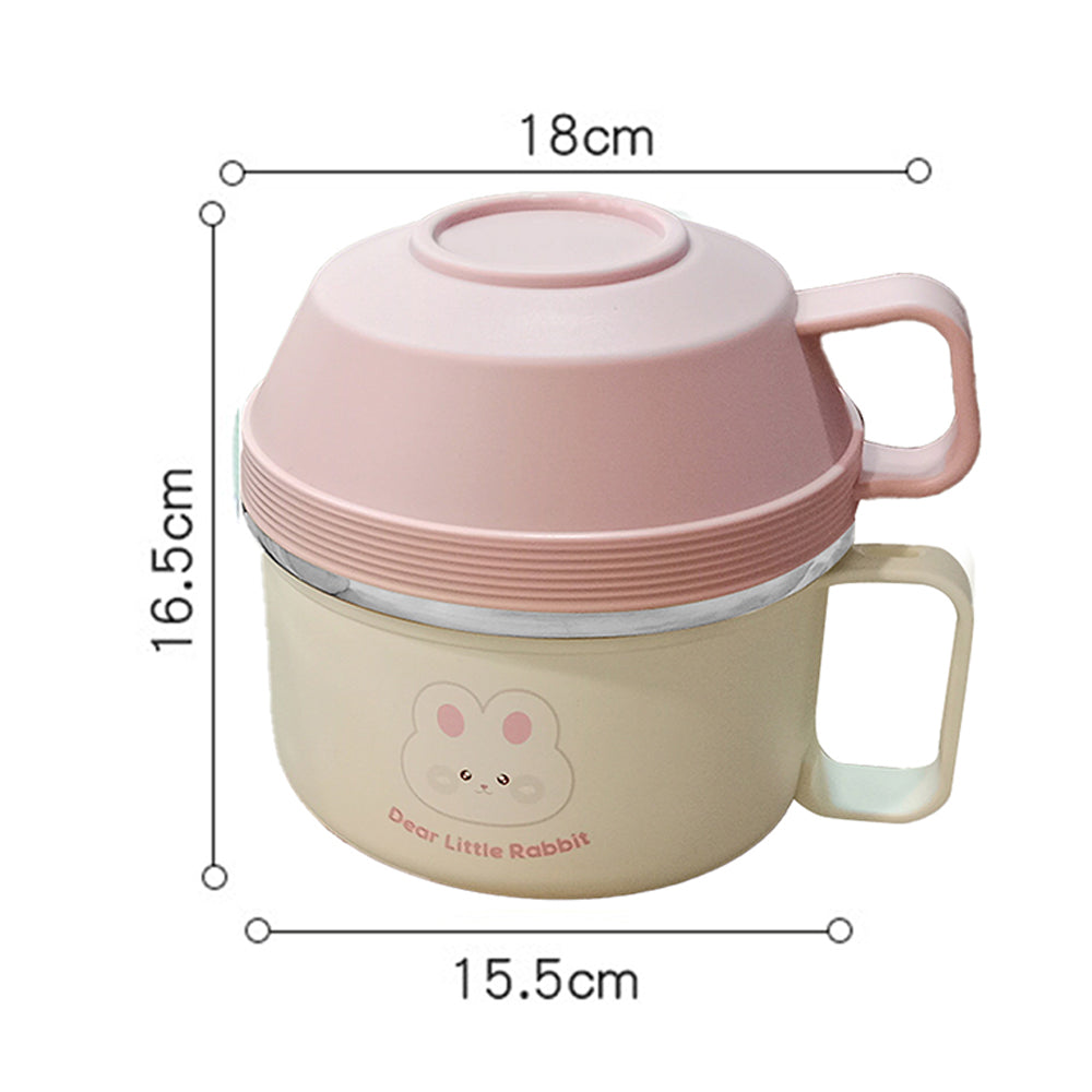 Little Surprise Box Cream & Pink Rabbit , Dual Handle Soup and Noodles Lunch Box with matching Cover