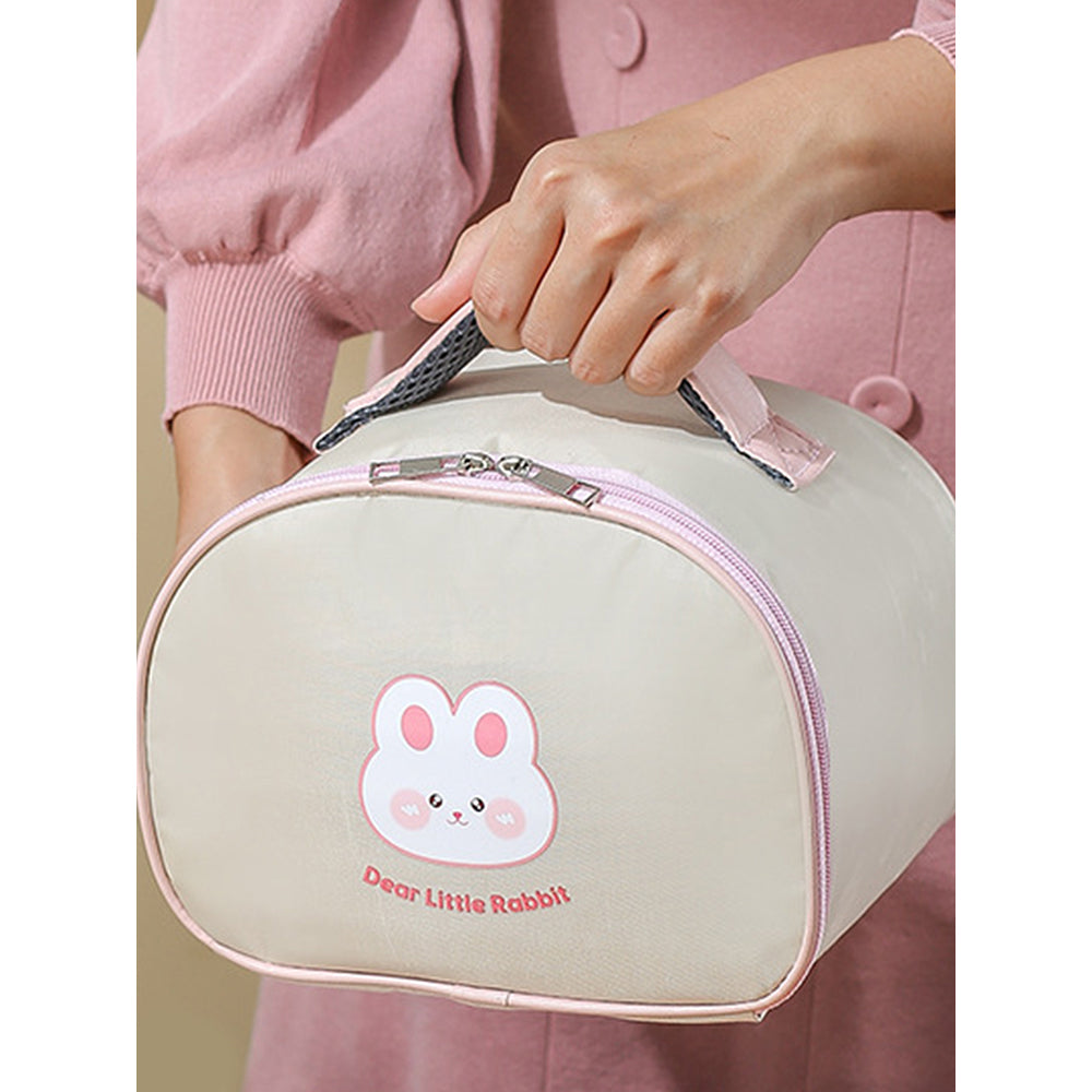 Little Surprise Box Cream & Pink Rabbit , Dual Handle Soup and Noodles Lunch Box with matching Cover