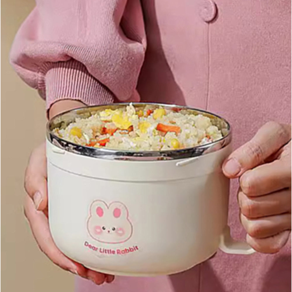 Little Surprise Box Cream & Pink Rabbit , Dual Handle Soup and Noodles Lunch Box with matching Cover