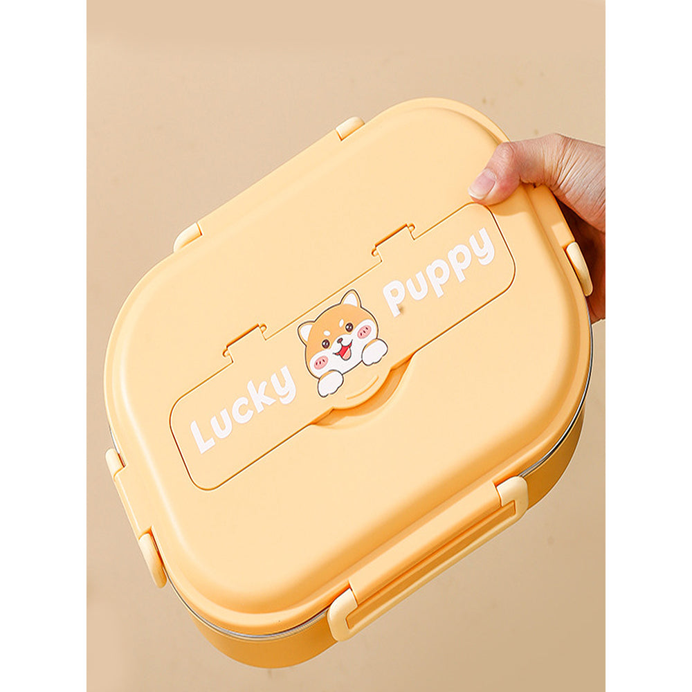 Little Surprise Box, Cute Puppy medium size Stainless Steel Lunch Box /Tiffin with Insulated Matching Lunch Bag, stainless steel spoon and chopsticks for Kids and Adults