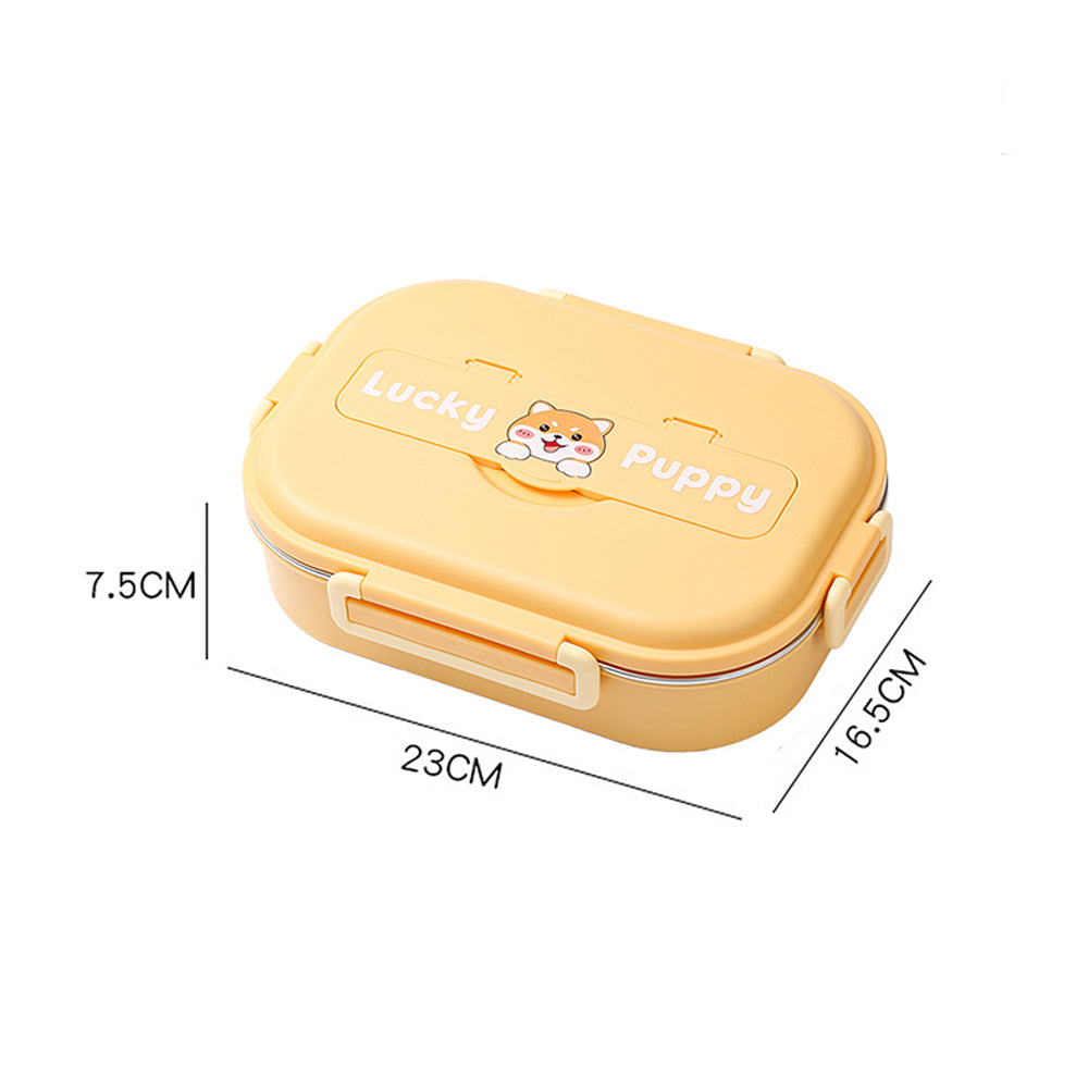 Little Surprise Box, Cute Puppy medium size Stainless Steel Lunch Box /Tiffin with Insulated Matching Lunch Bag, stainless steel spoon and chopsticks for Kids and Adults