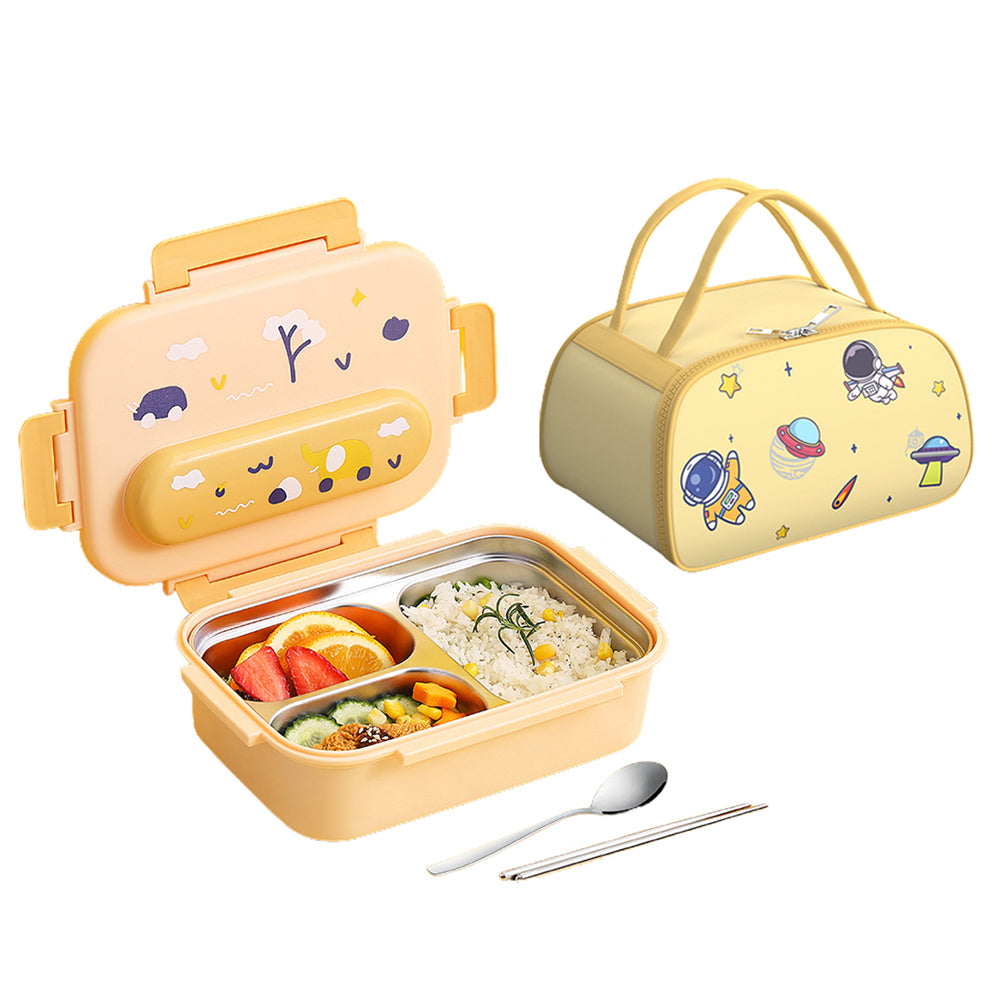 Little Surprise Box Kids Tiffin Lunch Box With Insulated Lunch Box Cover, Yellow