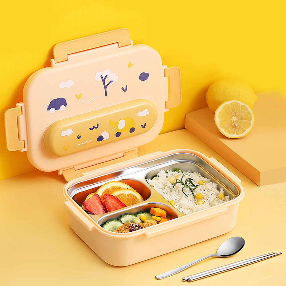 Little Surprise Box Kids Tiffin Lunch Box With Insulated Lunch Box Cover, Yellow