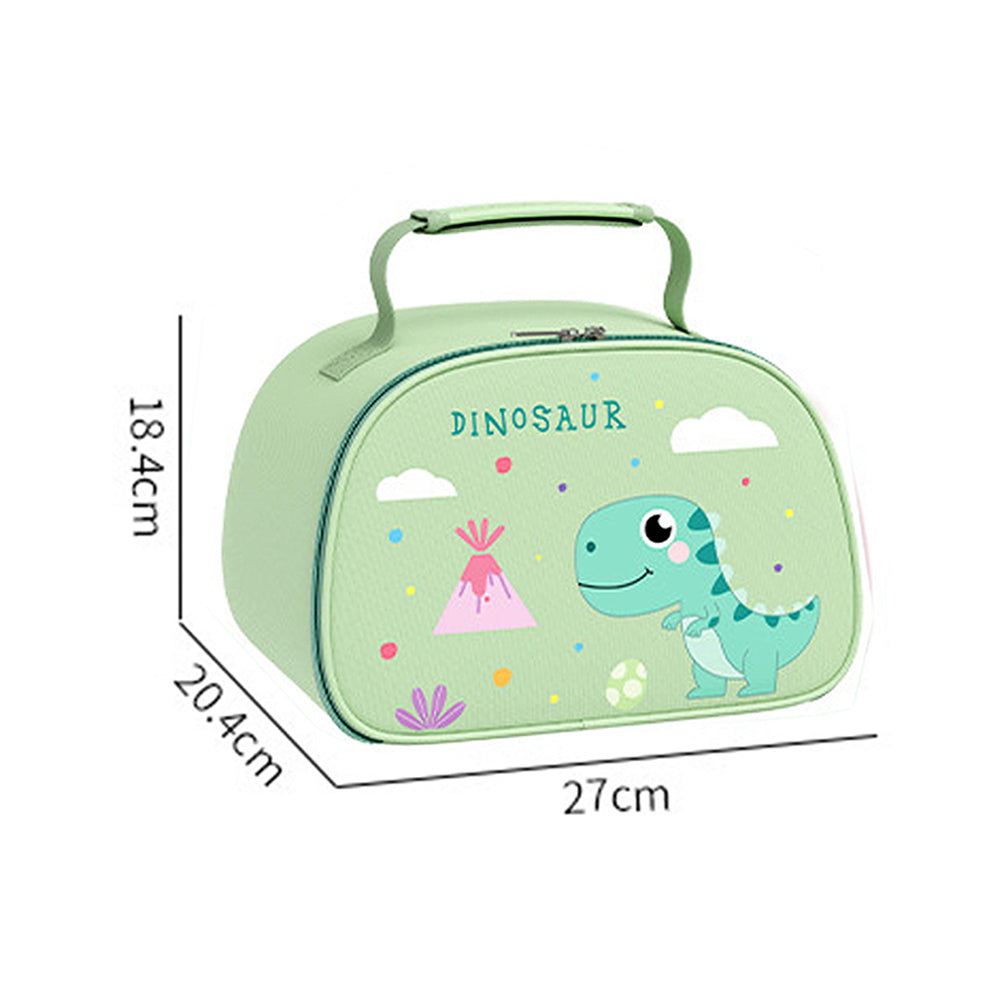 Little Surprise Box, Green Dino Big Size Stainless Steel Lunch Box With Insulated Matching Lunch Bag, stainless steel spoon and chopsticks for Kids and Adults